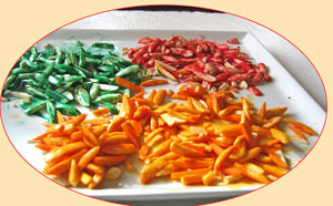Almonds colored and dried in microwave colored almonds